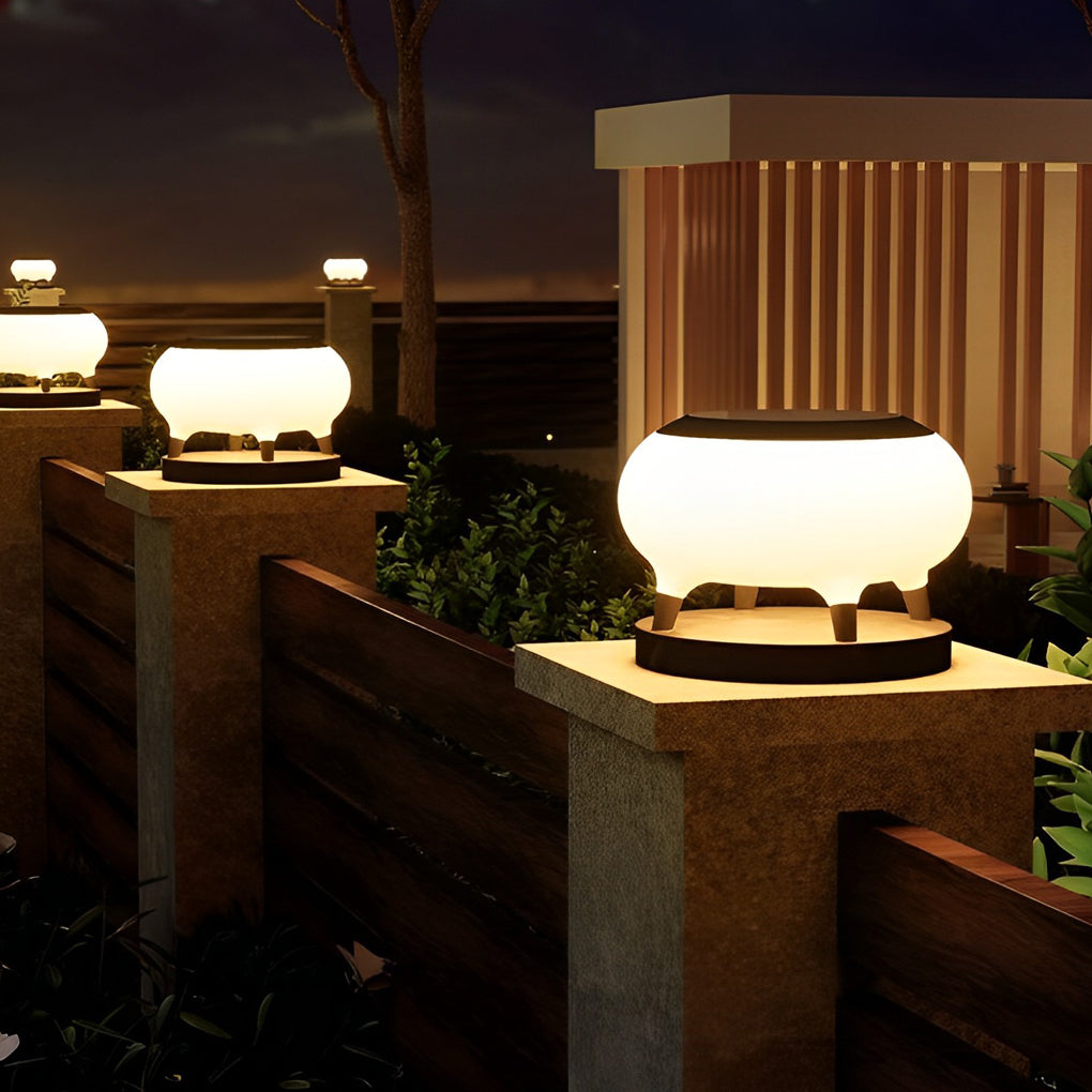 Round Drum Solar Fence Post Light Ha091125