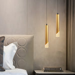 Hardware Slender Cylinder 3 Step Dimming Gold Modern Led Pendant Lights
