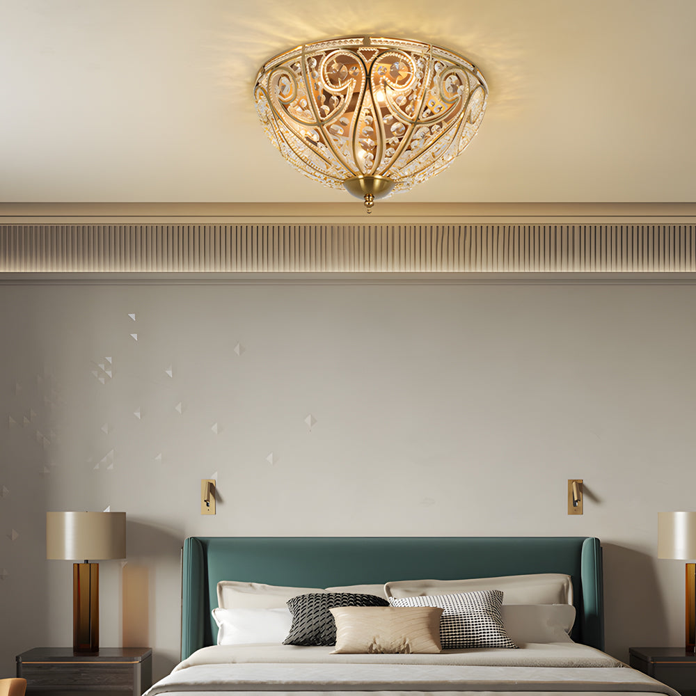 Crystal Adorned Roman Style Flush Mount Ceiling Fixture
