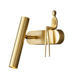 Brass Villain Wall Lamp 1 Light Slender Adjustable Led Wall Spotlight