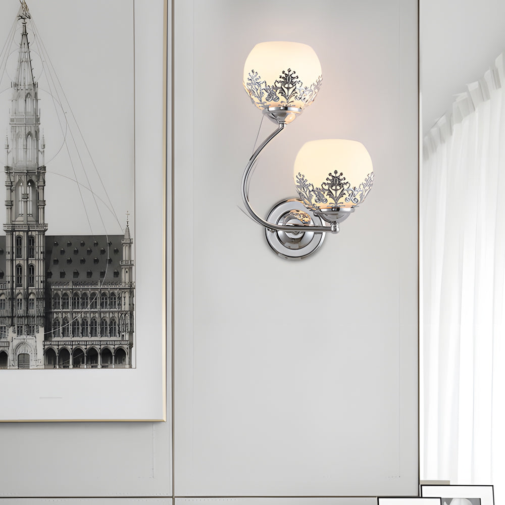 2 Light Glass Flower Led Simple European Style Wall Sconces Lighting