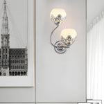 2 Light Glass Flower Led Simple European Style Wall Sconces Lighting