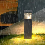 Snowflake Solar LED Bollard Light – Modern Outdoor Pathway Lamp in Black