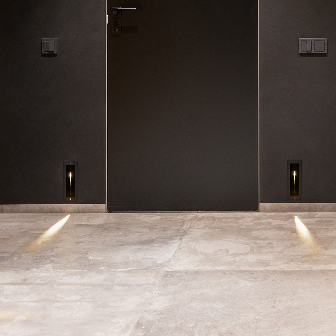 Architectural Recessed Step Light with Vertical LED Strip, Sand Gray Aluminum