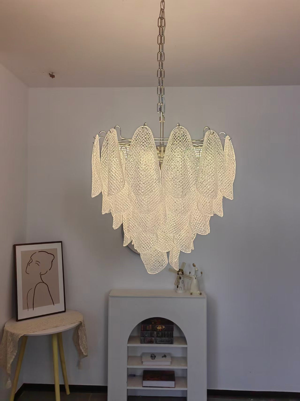 Murano Glass Teardrop Chandelier in Polished Metal for Modern Interiors