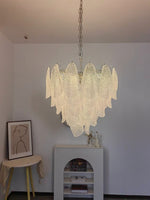 Murano Glass Teardrop Chandelier in Polished Metal for Modern Interiors