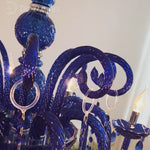 Retro Elegant Crystal Glass Candles Led 3 Step Dimming Blue Chandelier