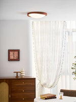 Walnut Curved Edge Ceiling Light – Modern Flush Mount LED Fixture