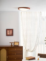 Walnut Curved Edge Ceiling Light – Modern Flush Mount LED Fixture