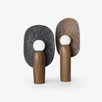 Forest Spirit Sculptural Wooden Table Lamps with Opal Glass Shades