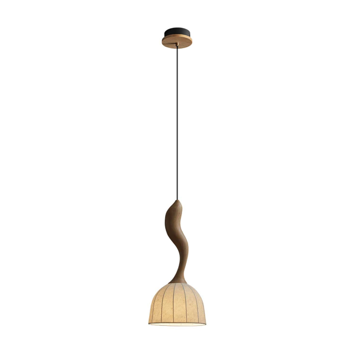 Elowen Twisted Wood Pendant Light – Sculptural Designer Ceiling Lamp