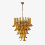 Amber Glass Lily Chandelier – Handcrafted Murano Style Pendant Light