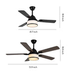 European Retro Ceiling Fan with Fabric Shade and LED Light