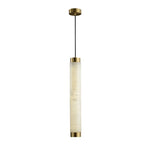 Aria Alabaster Pendant Light – Modern Brass LED Chandelier for Dining Room & Foyer