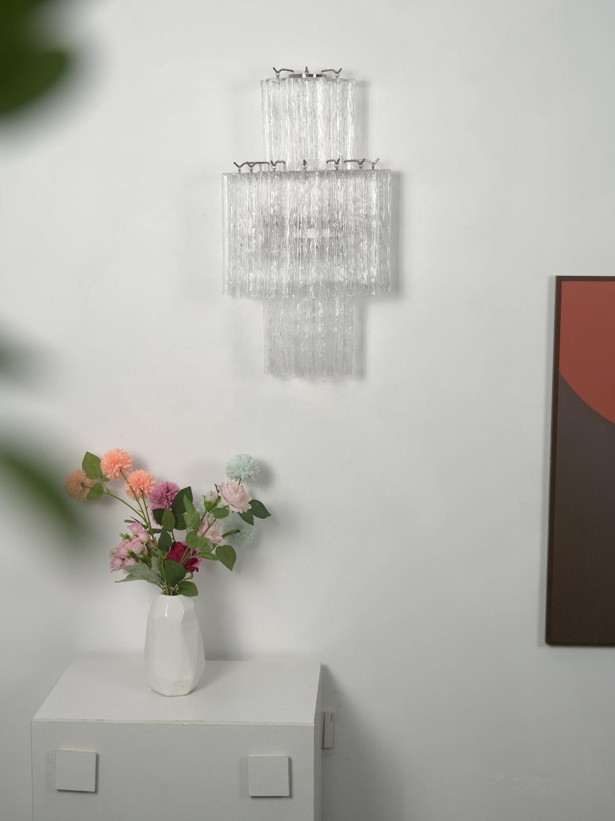 Glacier Tier Textured Glass Wall Sconce in Nickel