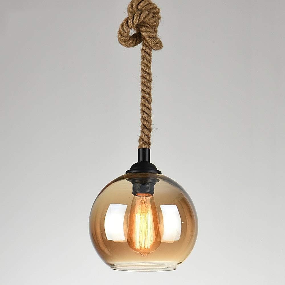 Mariner Rope Pendant Light – Hand-Twisted Hemp Rope with Amber Glass Globe