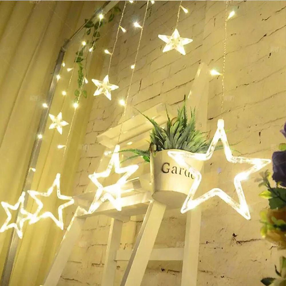 Stellar Cascade LED Curtain Lights – 8.2ft Acrylic Star String Lighting for Indoor & Outdoor Ambiance