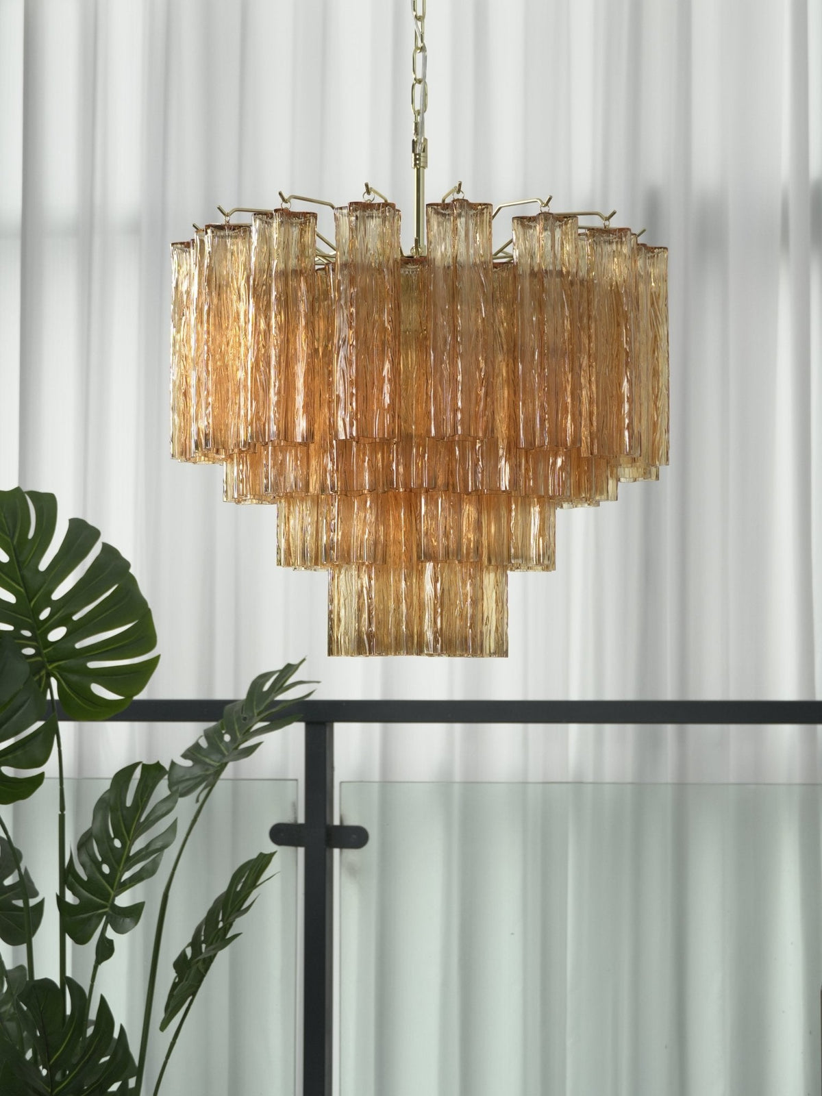 Vellune Cascade Chandelier – Modern Tiered Glass Pendant for Dining Room and Entryway