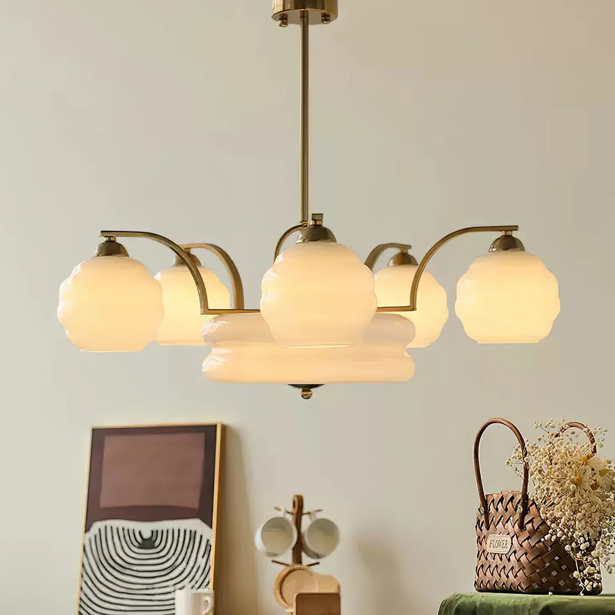 Opaline Art Deco Chandelier 3