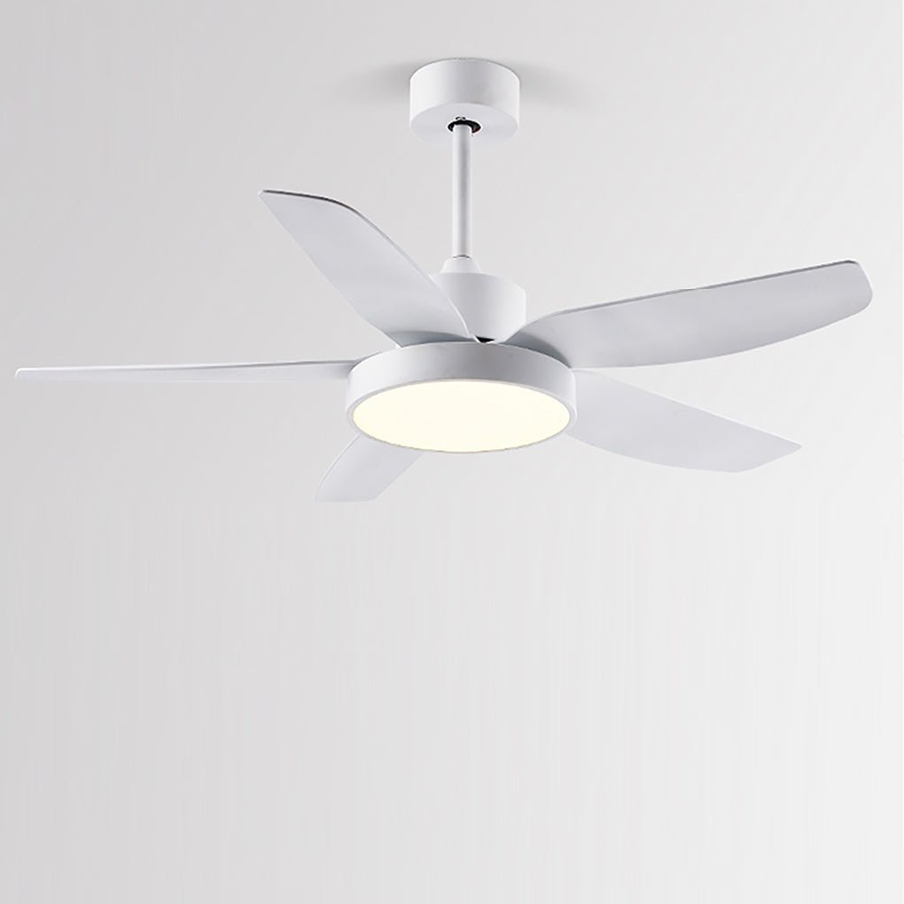 46 Inch Led 6 Speed Downrod Ceiling Fan Lights With Remote And 5 Quiet Reversible Blades