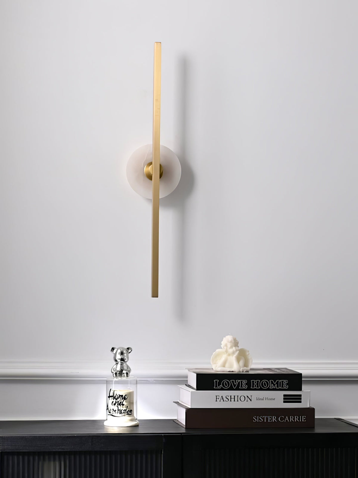Zylaro Stone Wall Light – Brushed Brass & Marble LED Sconce