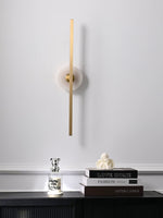 Zylaro Stone Wall Light – Brushed Brass & Marble LED Sconce