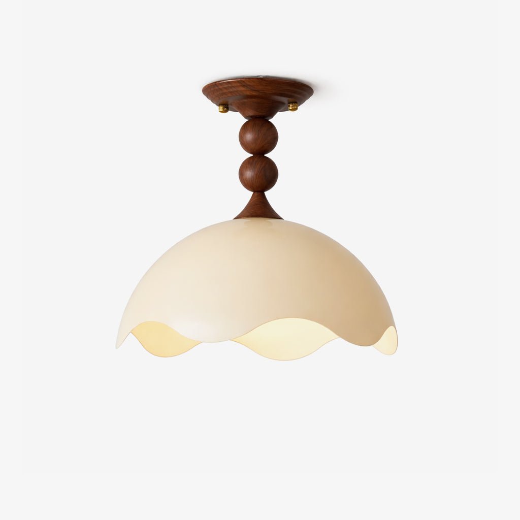 Liora Scallop Ceiling Light — Modern Wood Veneer LED Flush Mount