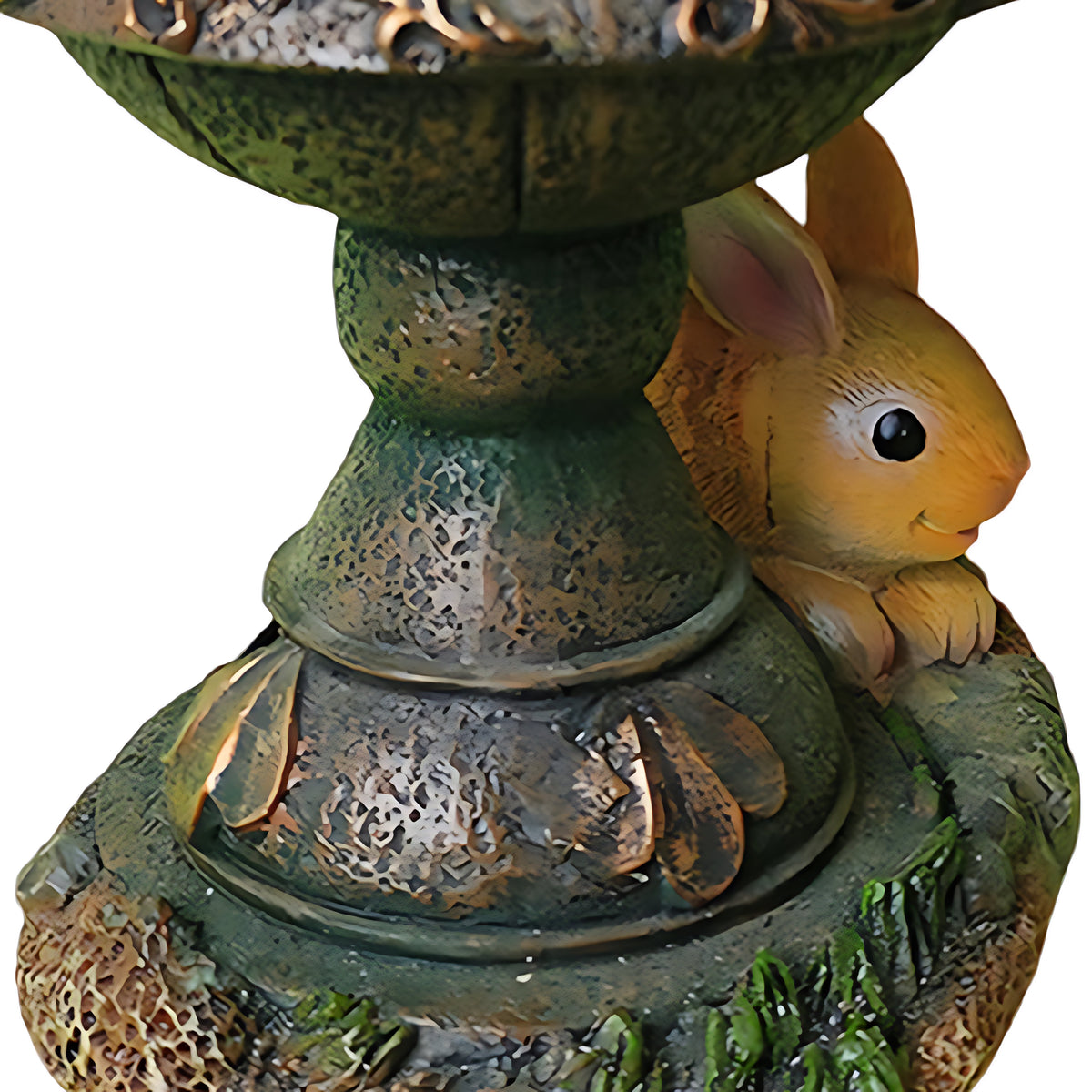 Artisan Resin Rabbit Solar Garden Lantern with Warm LED Glow
