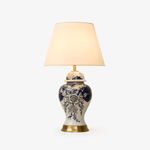 Gilt Accent Ceramic Table Lamp with Fabric Shade