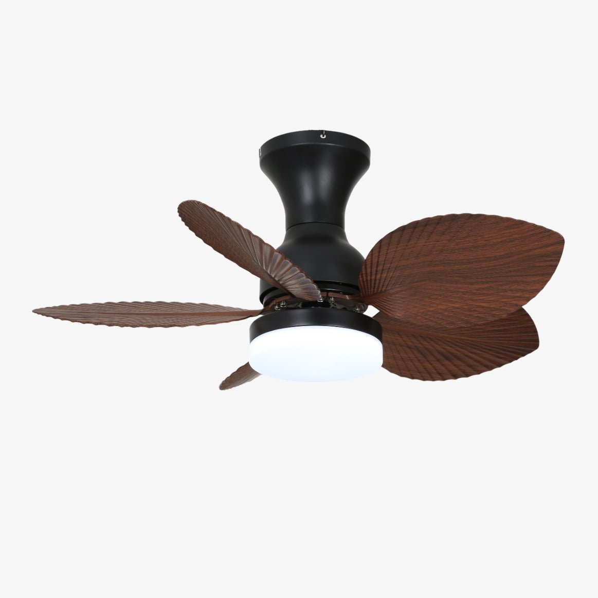Floriva Blossom Ceiling Fan with LED Light, Walnut Wood Blades