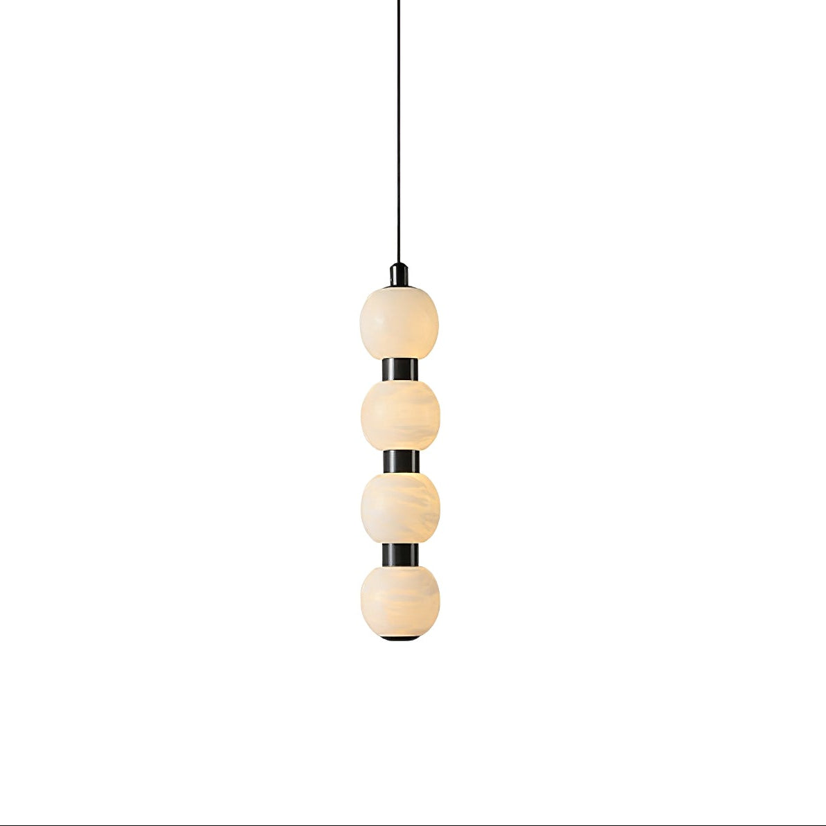 Orbique Alabaster Pendant Light – Modern Vertical LED Chandelier