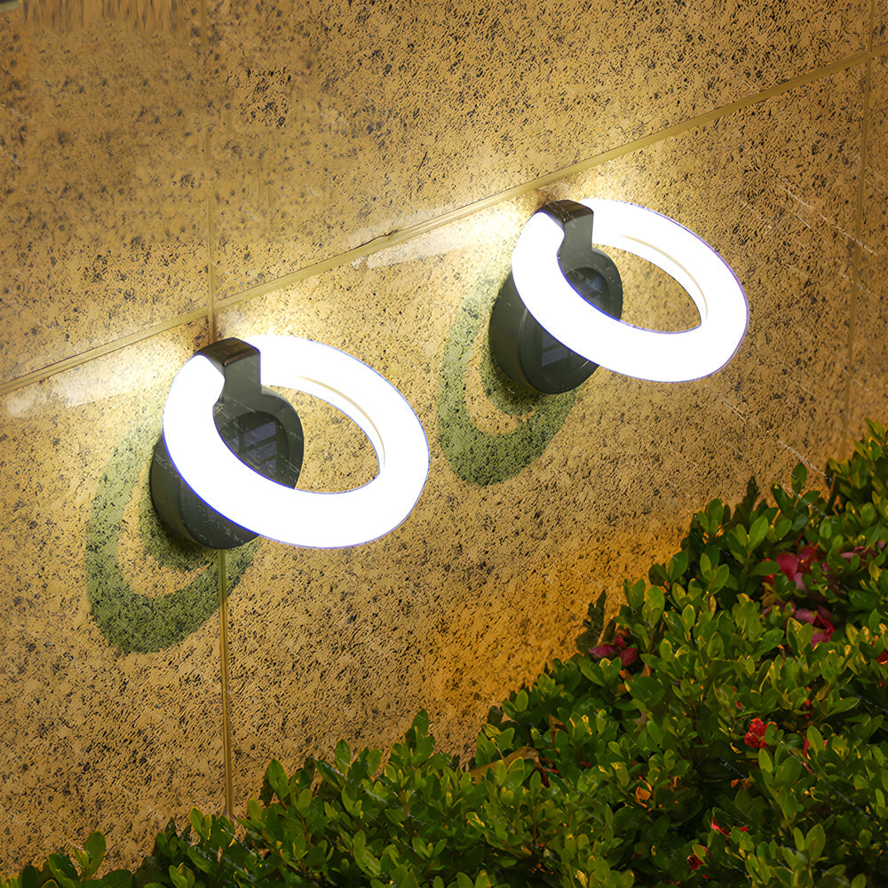 4Pcs Round Foldable Solar Deck Lamp Set Modern Outdoor Disk Lights