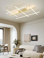 Linear Geometric LED Ceiling Light in Gold or Black for Modern Interiors