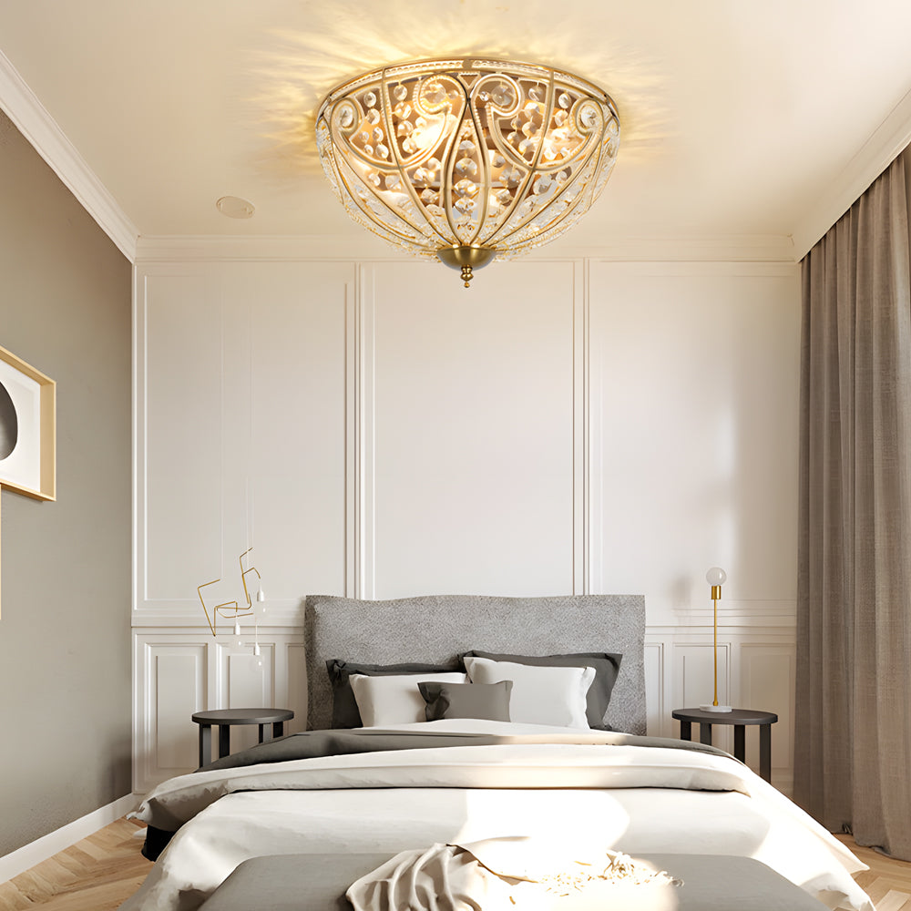 Crystal Adorned Roman Style Flush Mount Ceiling Fixture