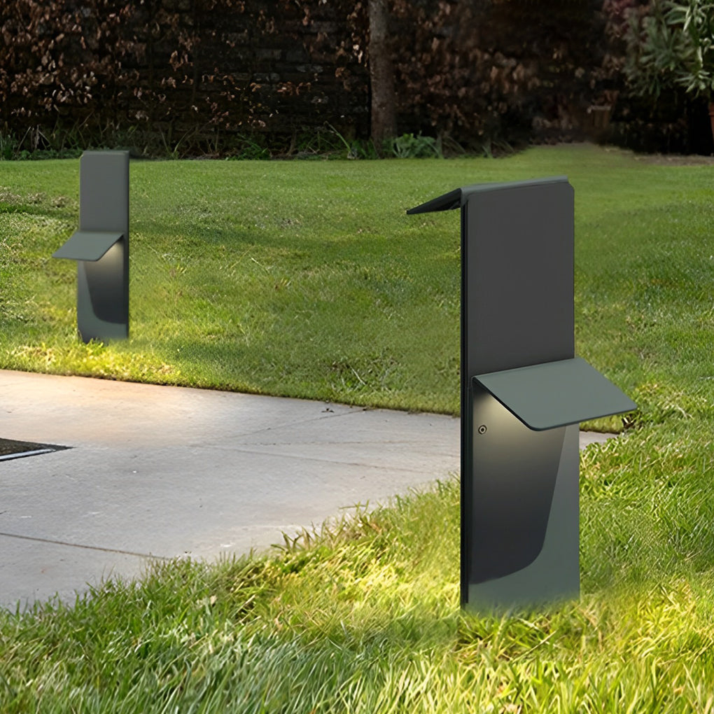 Solar Pathway Lights with Dual-Panel Downlighting in Gray Stainless Steel