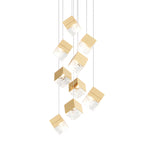 Glass Square Cube Stainless Steel Led Modern Spiral Long Chandelier