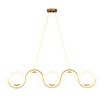 3 5 Light Wavy Linear Island Light With Ball Glass Shade For Dining Room