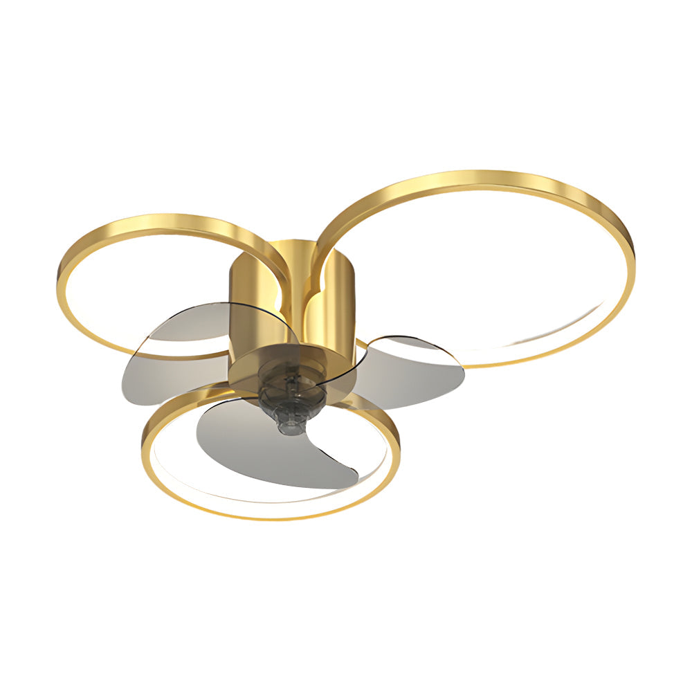 Square Round Rings Three Step Dimming Led Silent Modern Ceiling Fans Lamp