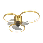 Square Round Rings Three Step Dimming Led Silent Modern Ceiling Fans Lamp