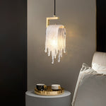 Handcrafted Glass LED Pendant Light with Copper Accent