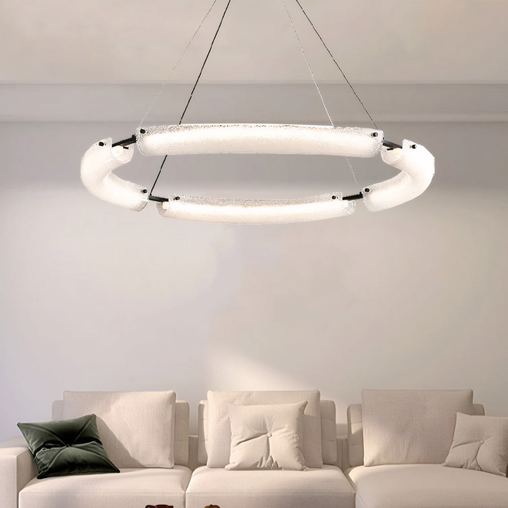 26 34 42 Wide Led Frosted Water Glass Ring Chandelier