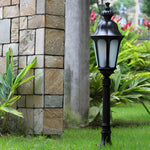 European-Style LED Pathway Lamp Post in Black for Garden and Courtyard