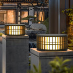 Round Led Black Modern Solar Fence Post Lights Ha077197