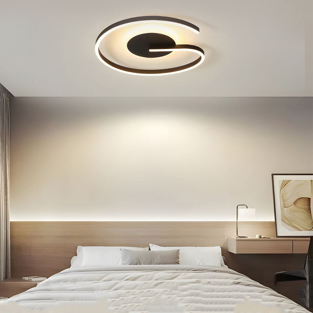 White Black Open Ring Circle Ceiling Lamp Led Bedroom Flush Mounted Ceiling Light