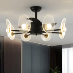 31 In Black Round Acrylic Ceiling Fan With Light And Remote 3 Blades