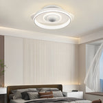 Led Smart Bladeless Ceiling Fan Round White Ceiling Fans With Dimmable Light