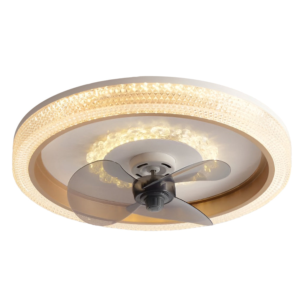 Round Muted 360 Rotatable Stepless Dimming Led Modern Ceiling Fan Light