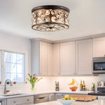 American 13 In Drum Bronze Crystal Flush Mount Ceiling Lights