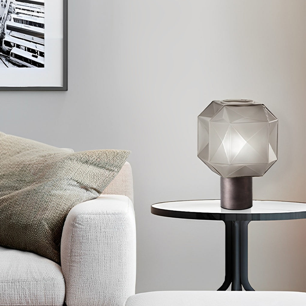 1 Light Cylinder And Cubo Smoke Glass Orb Modern Table Lamp