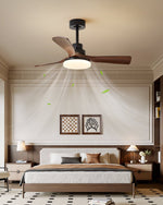 Nilo Ceiling Fan Light with LED, Modern Walnut Blades and Matte Black Finish